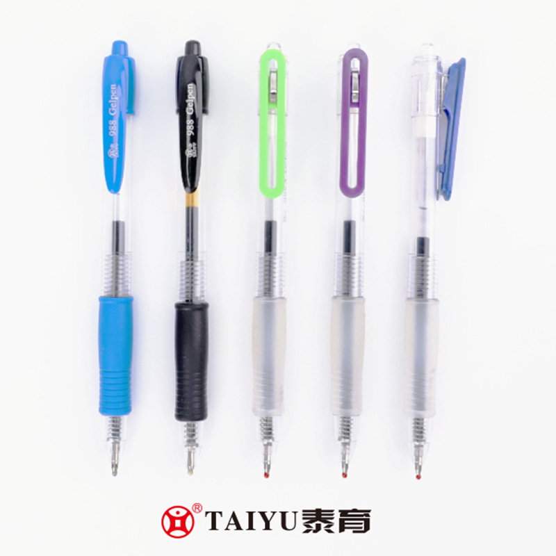 Gelpen voor kantoorgebruik met rubber en flexibele clip Costomized Color Gel Pen 988